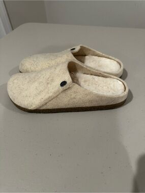 Birkenstock Zermatt Shearling Lined Wool Felt Clog Slippers Eggshell Size 8